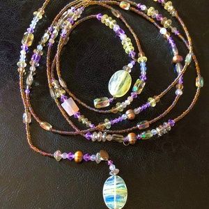 AMY LEINER Long Beaded Lariat Swarovski Crystals